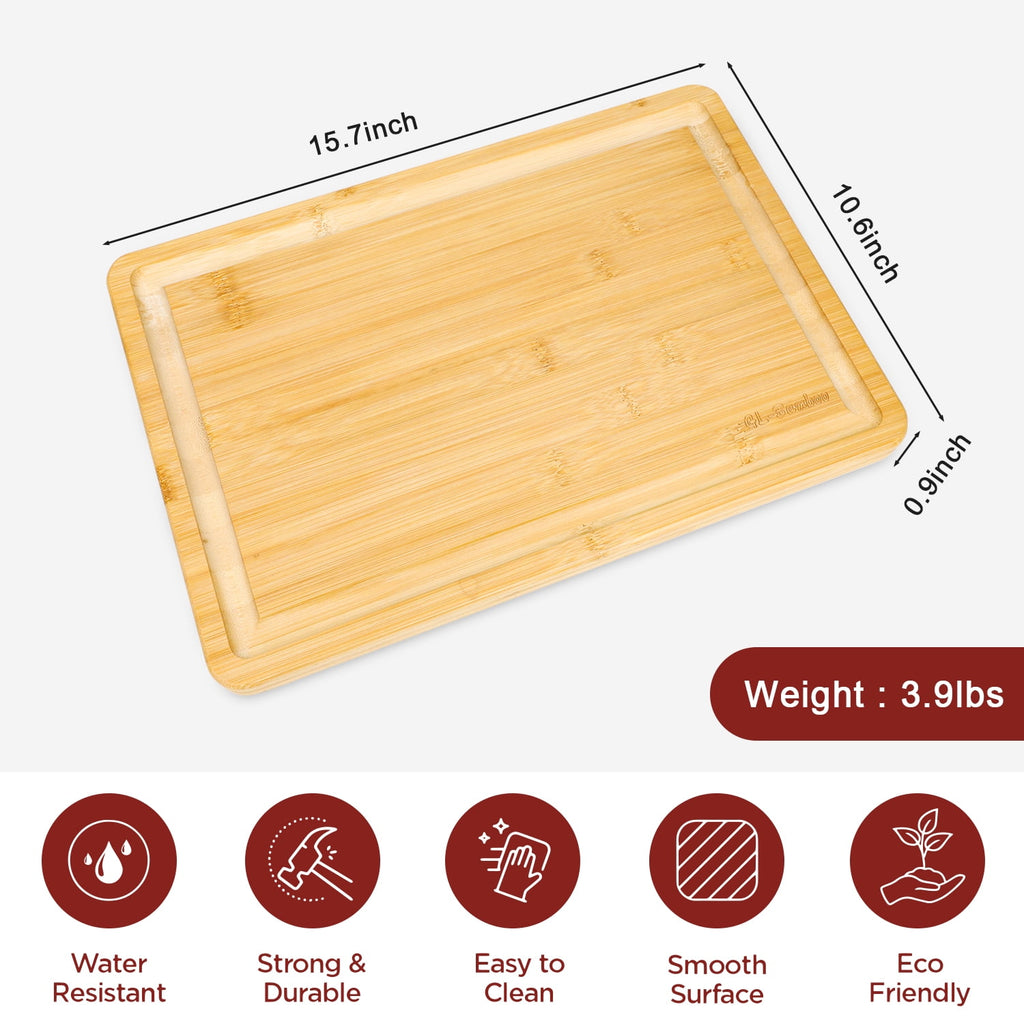 Extra Large Cutting Board, 17" Bamboo Cutting Boards for Kitchen with Juice Groove and Handles Kitchen Chopping Board for Meat Cheese board Heavy Duty Serving Tray, XL