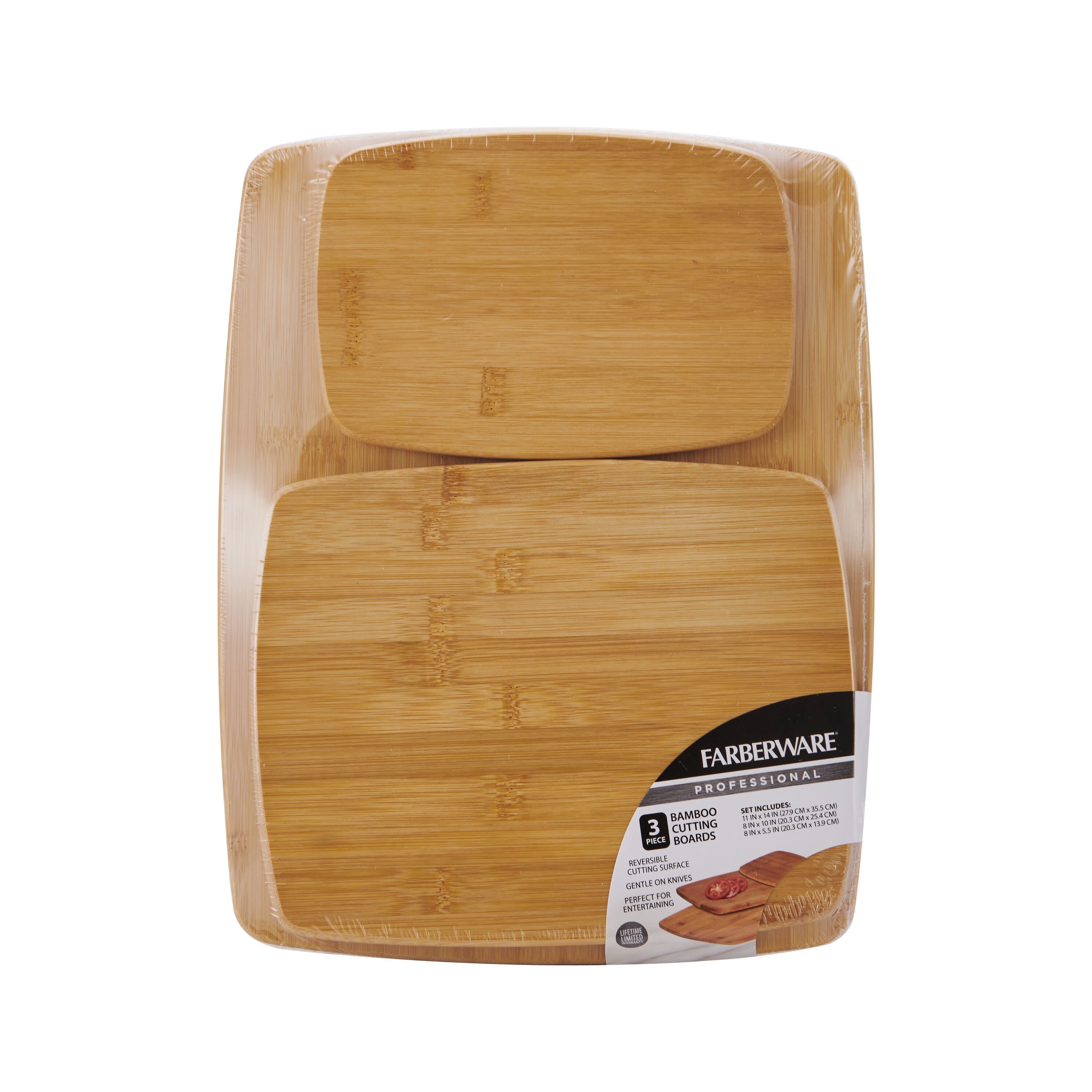 Farberware 3 Piece Kitchen Cutting Board Set Bamboo